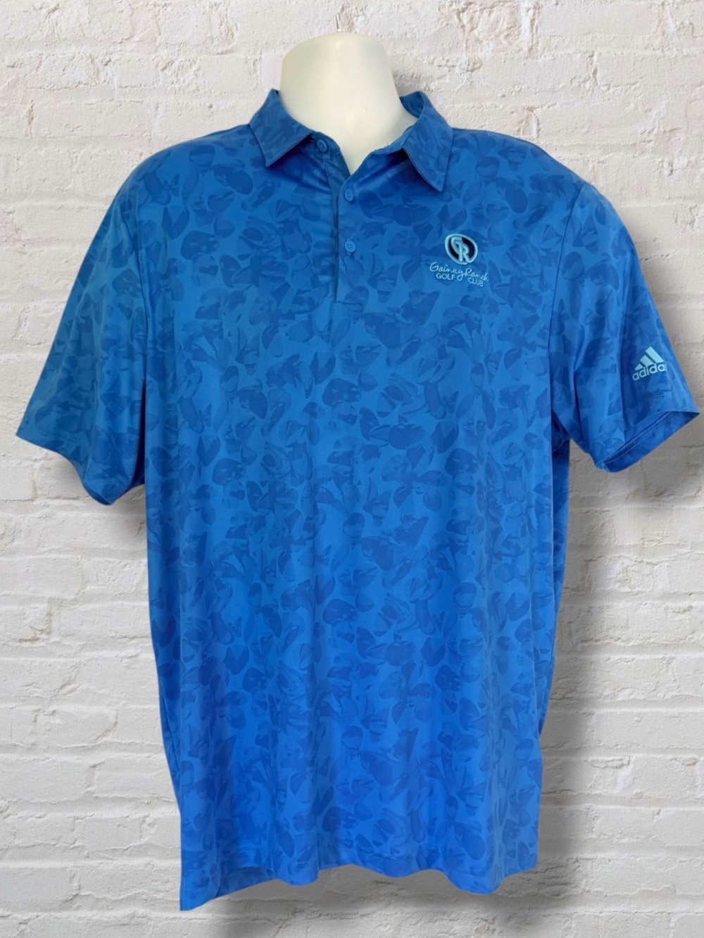Adidas Golf Prisma Print Polo Shirt XL Blue Gainey Ranch Performance